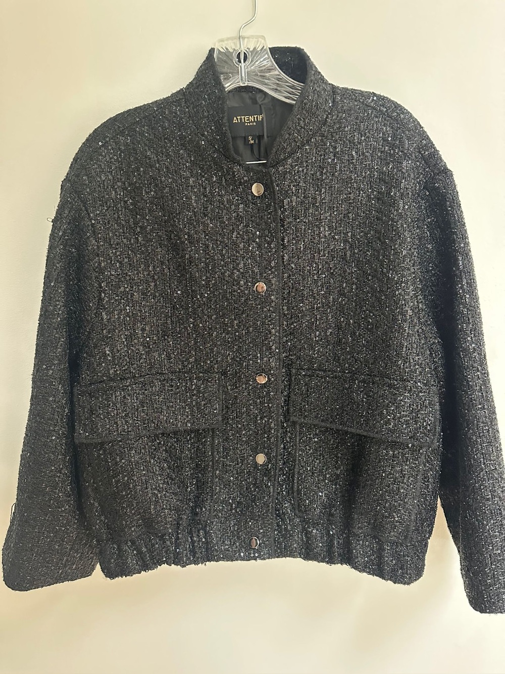 Oversized Bomber Jacket - Black Shimmer
